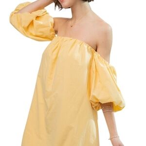 🌺 NWT CHALLIE Off-Shoulder Mini Dress in Lemon Bar Vacation Women's S M L NEW